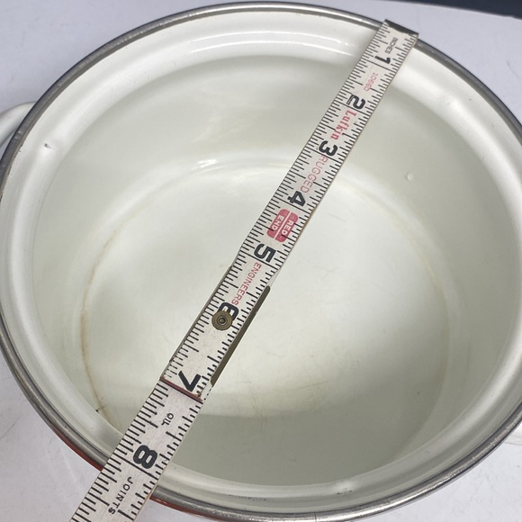 Daisy Flower 8” Diameter Enamel Stockpot Two Handle Pan Matching Lid - Picture 13 of 17